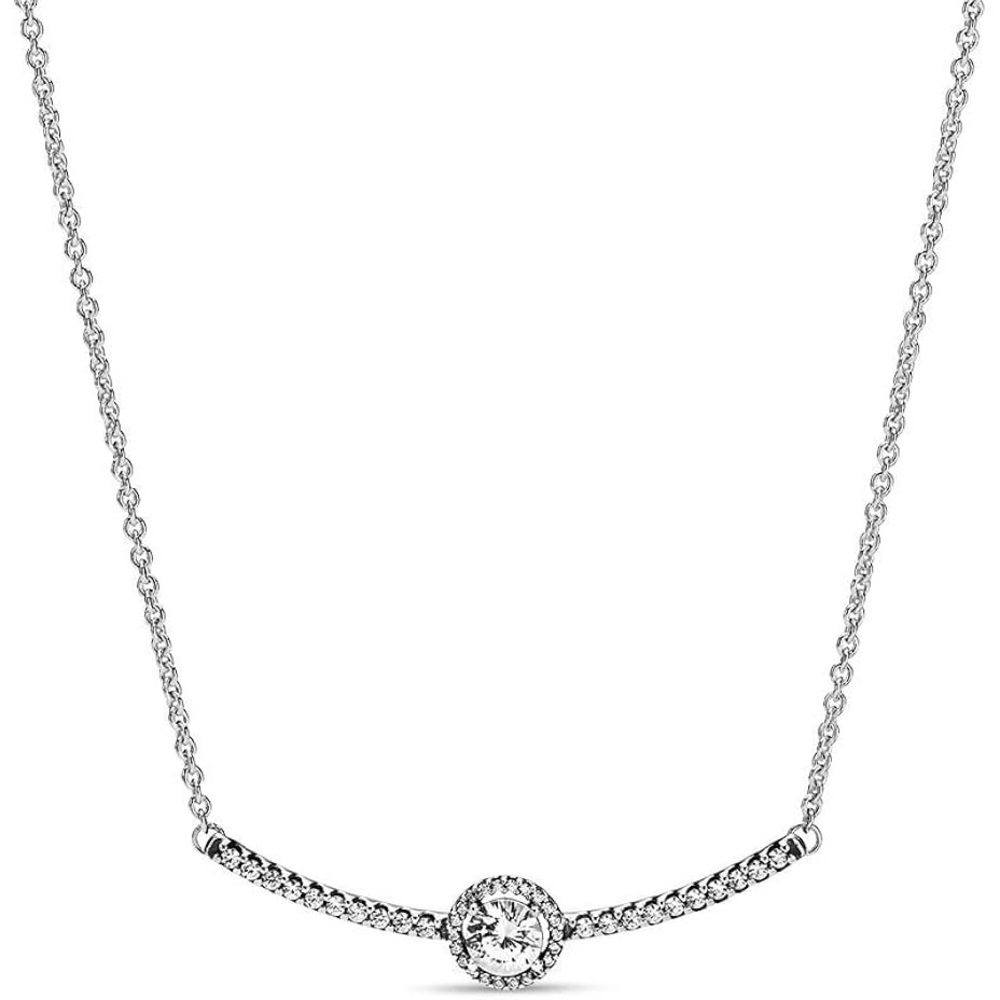 New Pandora Women’s Elegant Silver Necklace with Crystal Pendant With Dust Bag - Picture 1 of 3